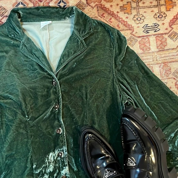 CMC -Color Me Cotton URANINUM Green Velvet RICH Boho Shirt Blouse Medium - Picture 1 of 5